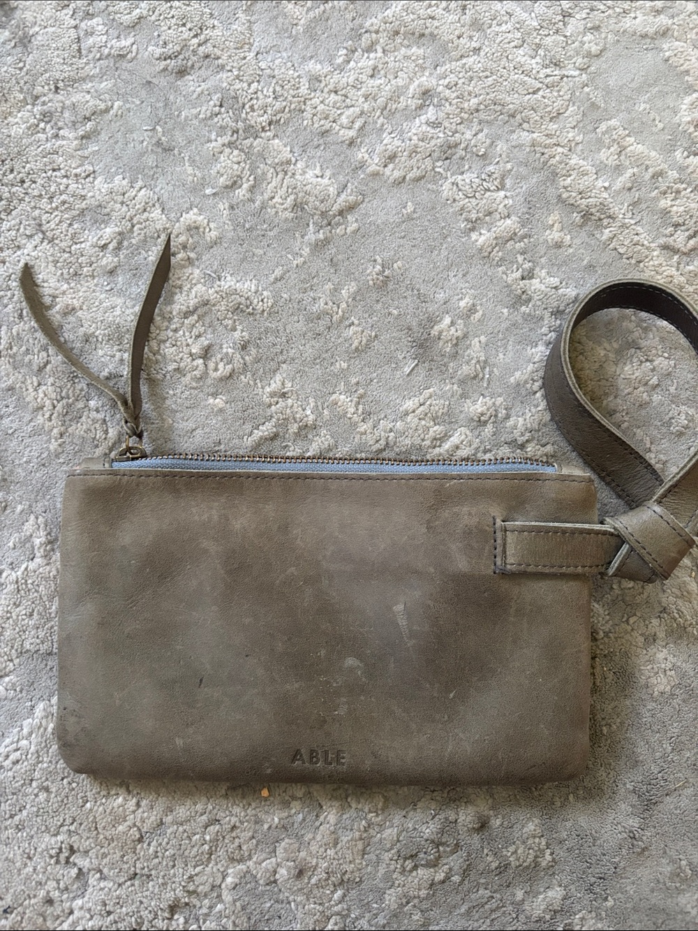 ABLE Taupe/Brown Leather Wristlet Belt Bag